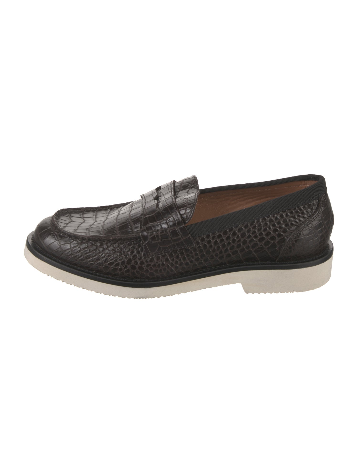 Aquatalia Embossed Leather Animal Print Loafers