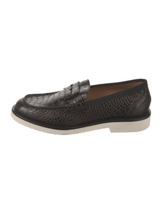 Aquatalia Embossed Leather Animal Print Loafers