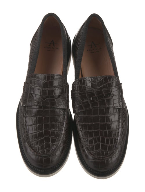 Aquatalia Embossed Leather Animal Print Loafers