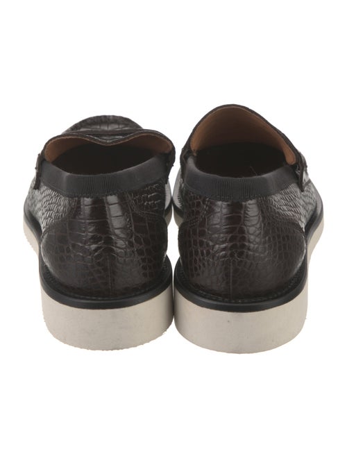 Aquatalia Embossed Leather Animal Print Loafers