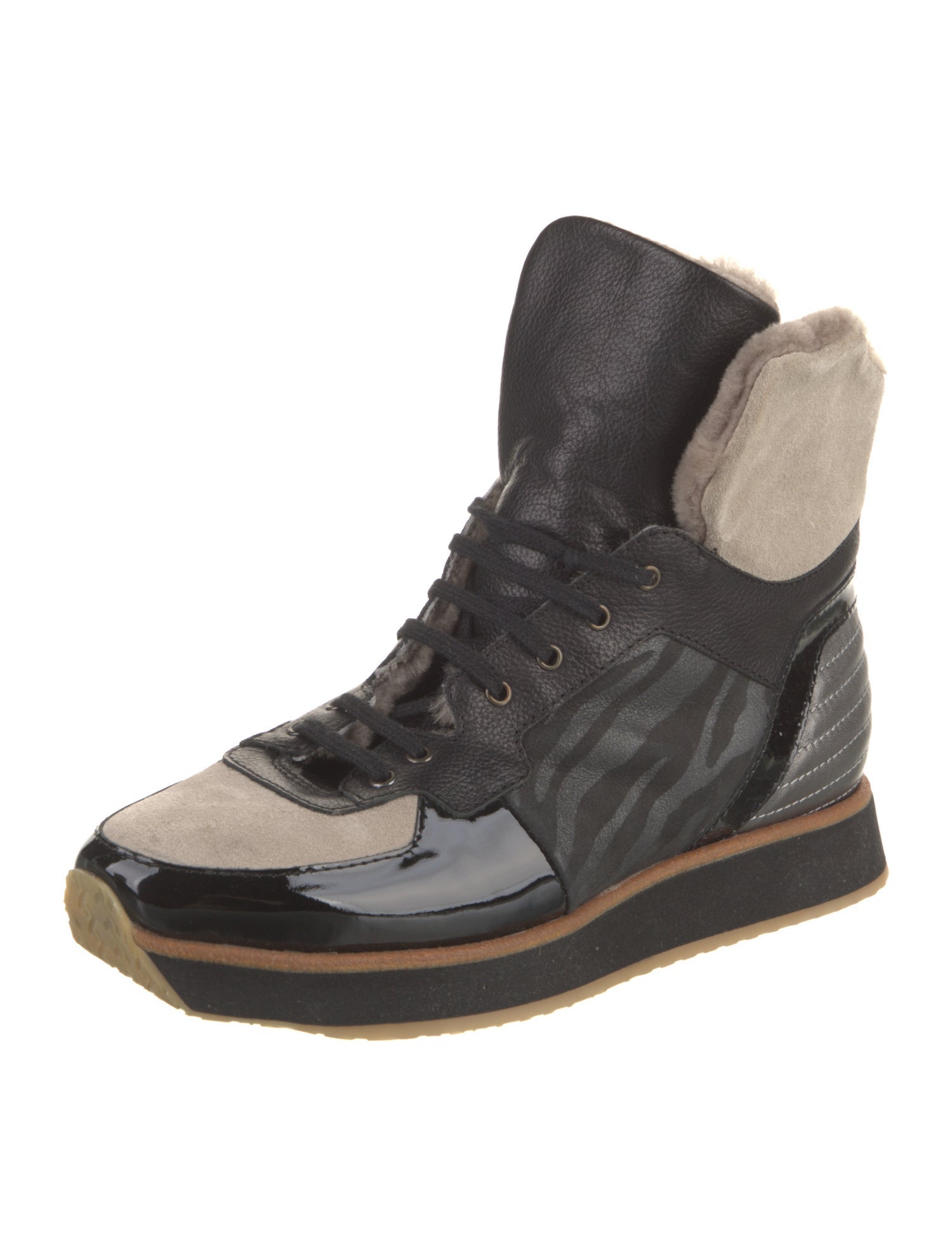 Aquatalia Leather Printed Lace-Up Boots