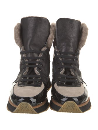 Aquatalia Leather Printed Lace-Up Boots