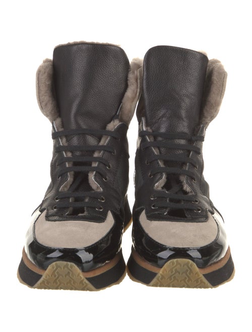 Aquatalia Leather Printed Lace-Up Boots