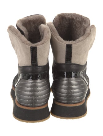 Aquatalia Leather Printed Lace-Up Boots