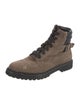 Aquatalia Suede Colorblock Pattern Combat Boots