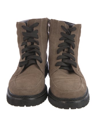 Aquatalia Suede Colorblock Pattern Combat Boots