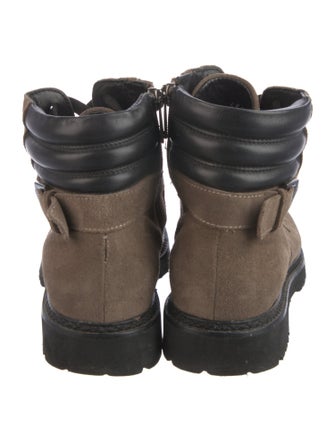 Aquatalia Suede Colorblock Pattern Combat Boots