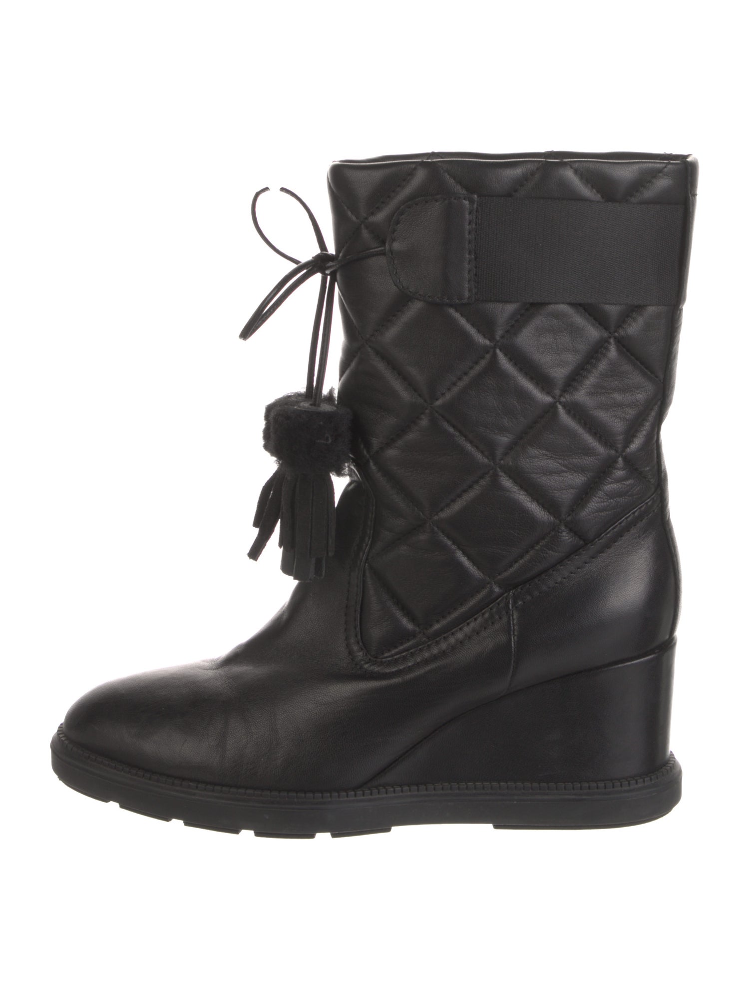 Aquatalia Leather Tassel Accents Lace-Up Boots