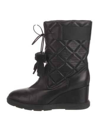 Aquatalia Leather Tassel Accents Lace-Up Boots