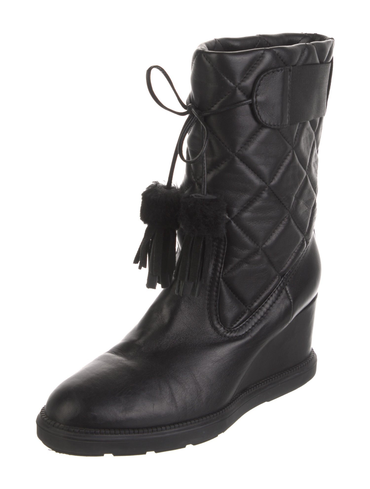 Aquatalia Leather Tassel Accents Lace-Up Boots