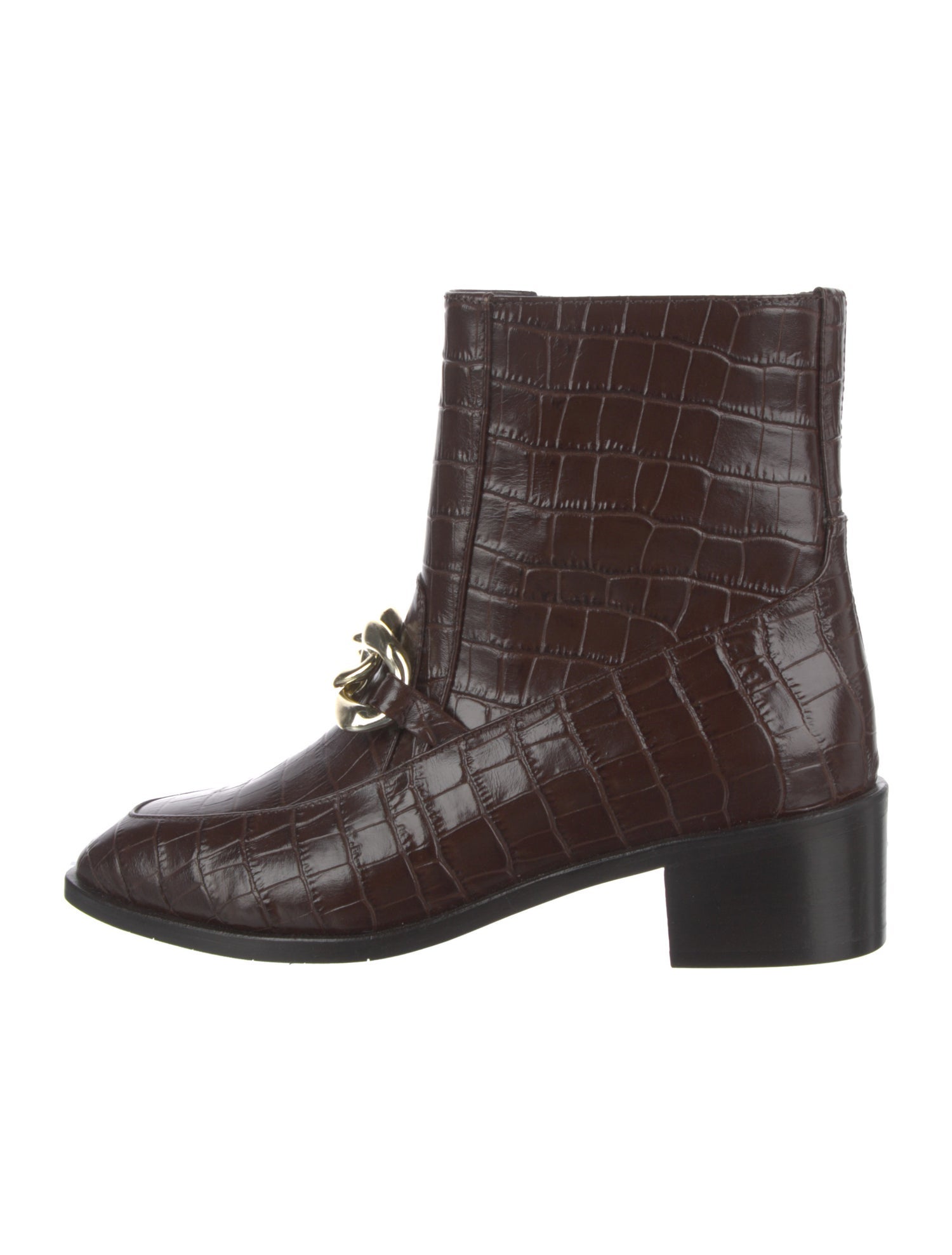 Aquatalia Embossed Leather Chain-Link Accents Boots