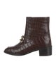 Aquatalia Embossed Leather Chain-Link Accents Boots