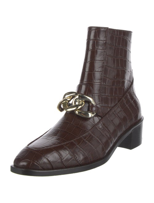 Aquatalia Embossed Leather Chain-Link Accents Boots