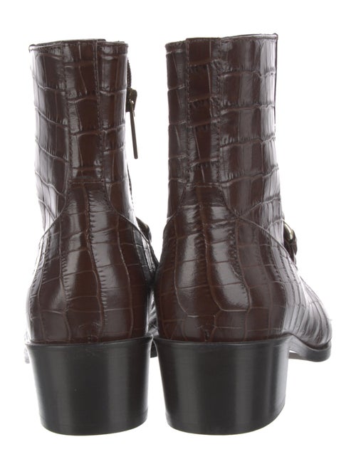 Aquatalia Embossed Leather Chain-Link Accents Boots