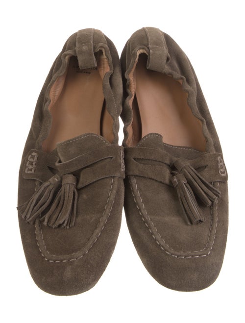 Aquatalia Suede Fringe Trim Accent Mules