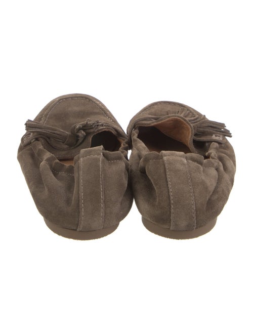 Aquatalia Suede Fringe Trim Accent Mules