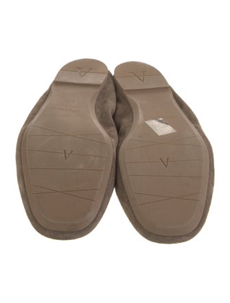 Aquatalia Suede Fringe Trim Accent Mules