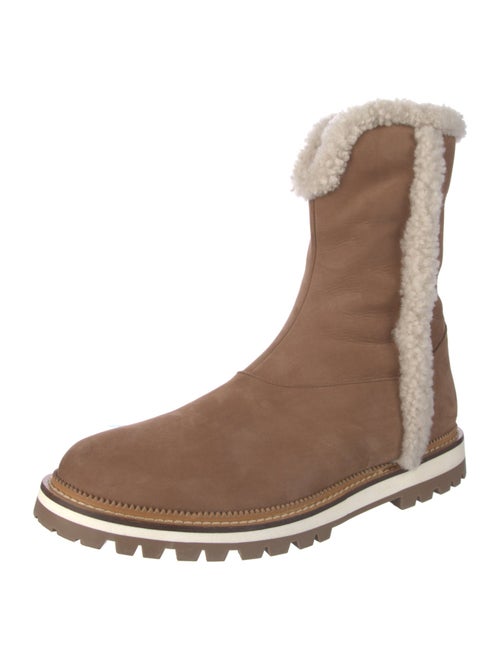 Aquatalia Nubuck Faux Fur Trim Chelsea Boots