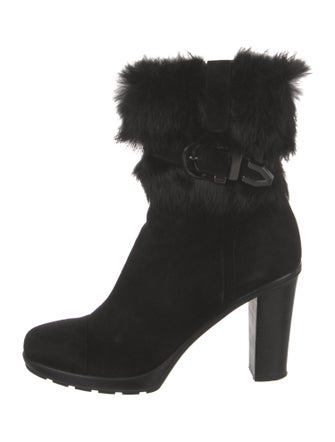 Aquatalia Suede Fur Trim Boots