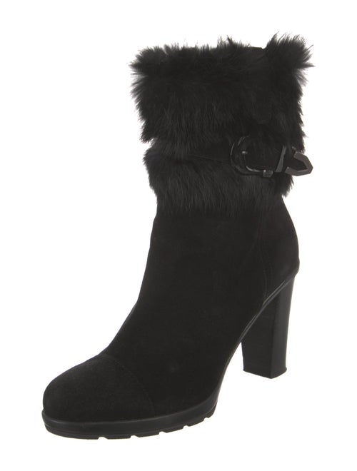 Aquatalia Suede Fur Trim Boots