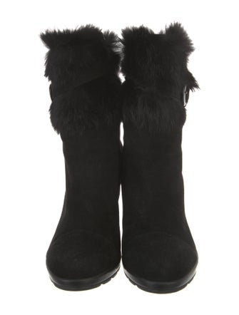 Aquatalia Suede Fur Trim Boots