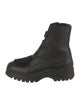 Aquatalia Leather Faux Fur Trim Combat Boots