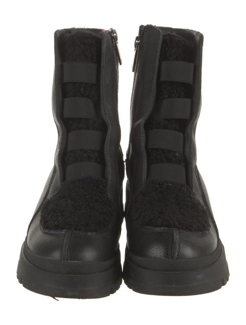 Aquatalia Leather Faux Fur Trim Combat Boots