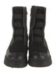 Aquatalia Leather Faux Fur Trim Combat Boots
