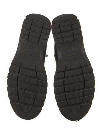 Aquatalia Leather Faux Fur Trim Combat Boots