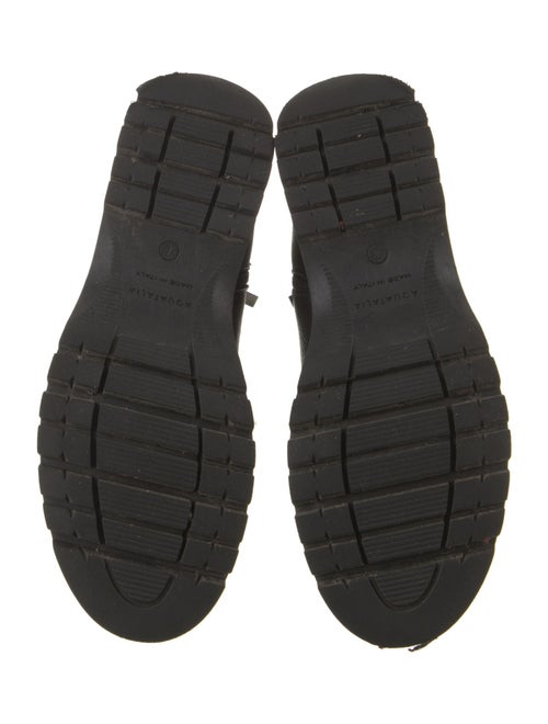 Aquatalia Leather Faux Fur Trim Combat Boots