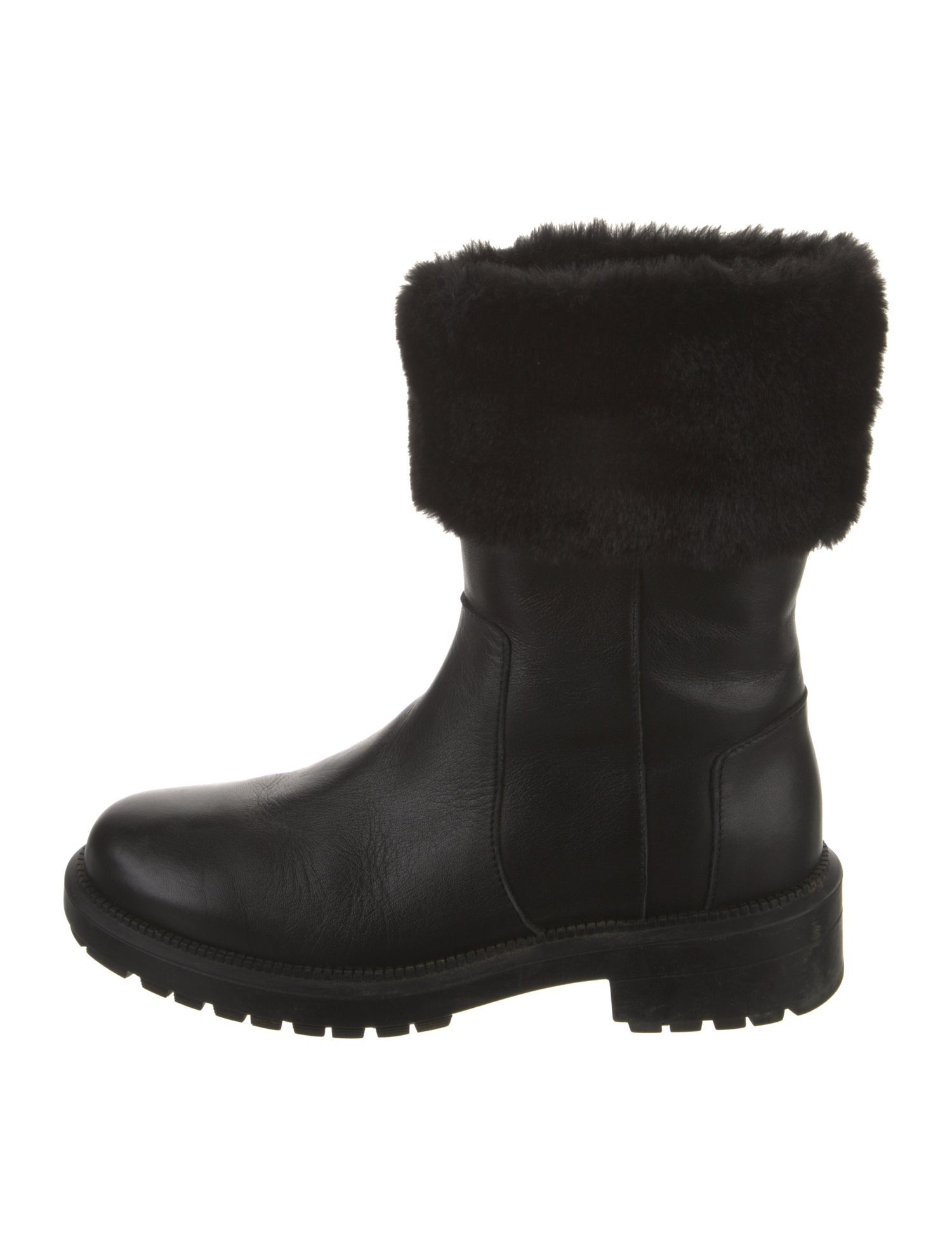 Aquatalia Leather Faux Fur Trim Rain Boots