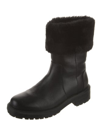 Aquatalia Leather Faux Fur Trim Rain Boots