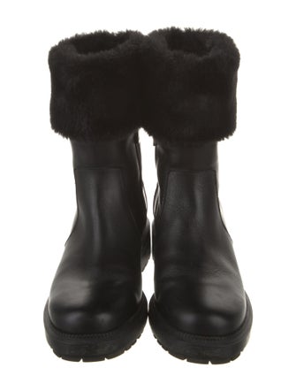 Aquatalia Leather Faux Fur Trim Rain Boots