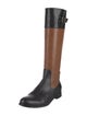 Aquatalia Leather Colorblock Pattern Riding Boots