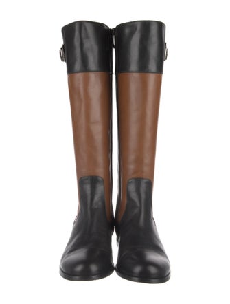 Aquatalia Leather Colorblock Pattern Riding Boots