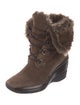 Aquatalia Suede Faux Fur Trim Lace-Up Boots