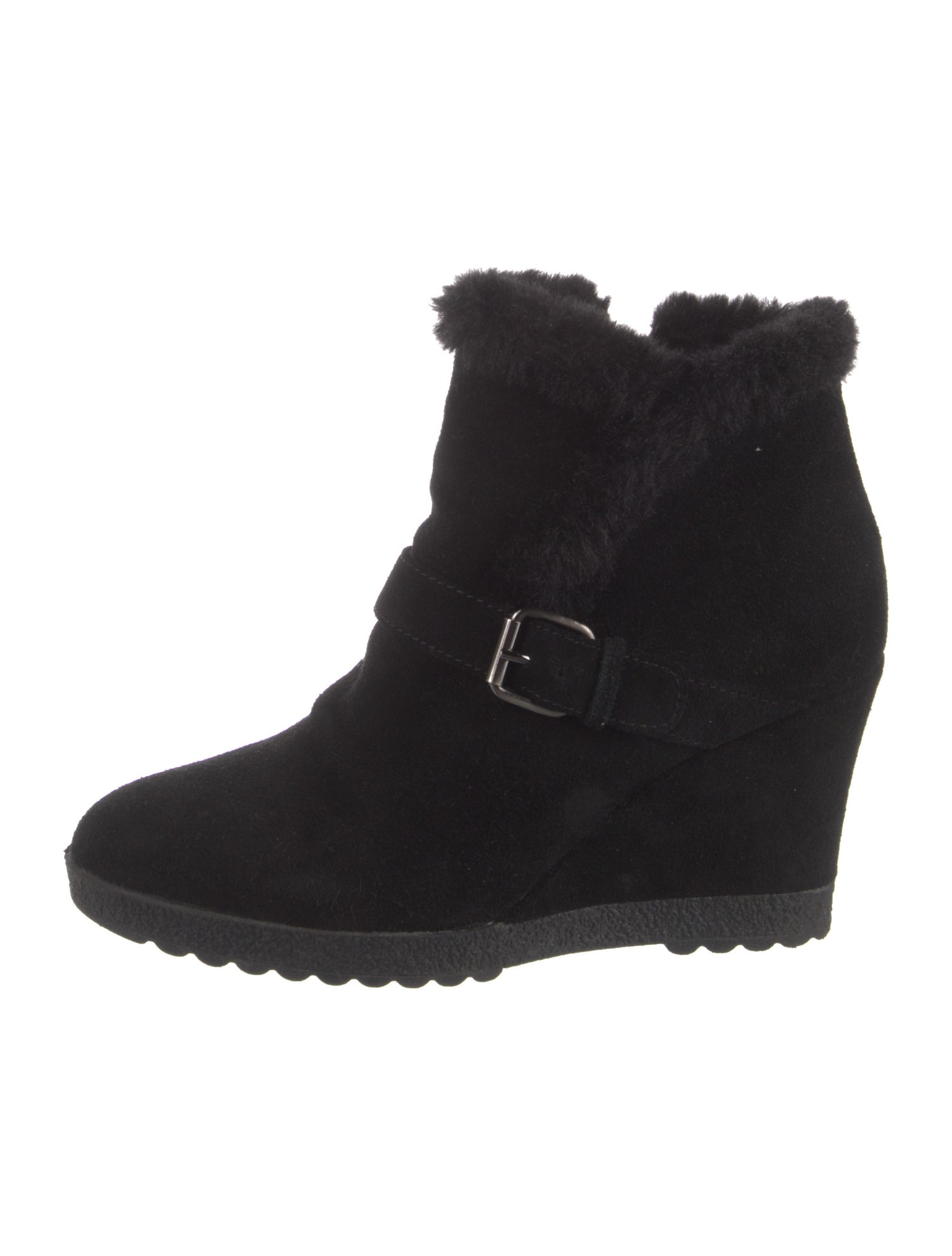 Aquatalia Suede Faux Fur Trim Lace-Up Boots