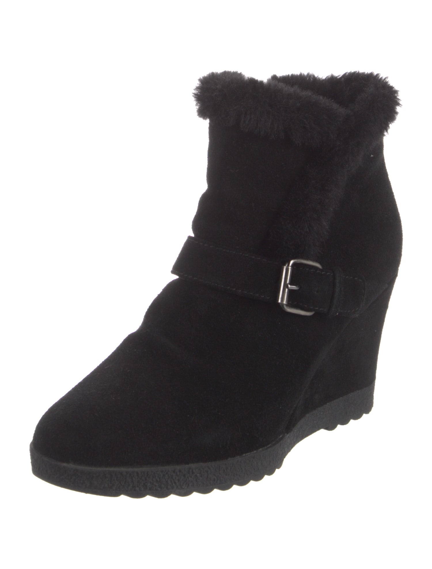 Aquatalia Suede Faux Fur Trim Lace-Up Boots
