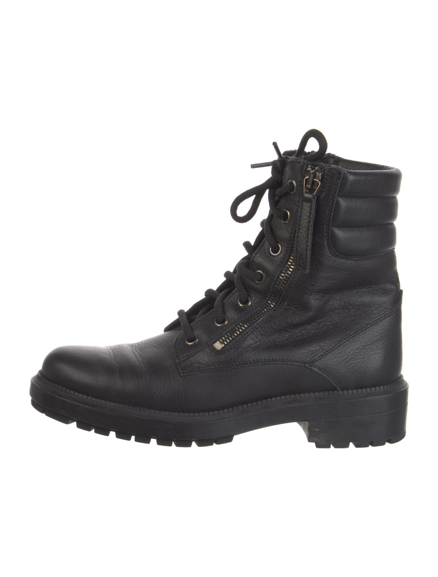 Aquatalia Leather Printed Combat Boots