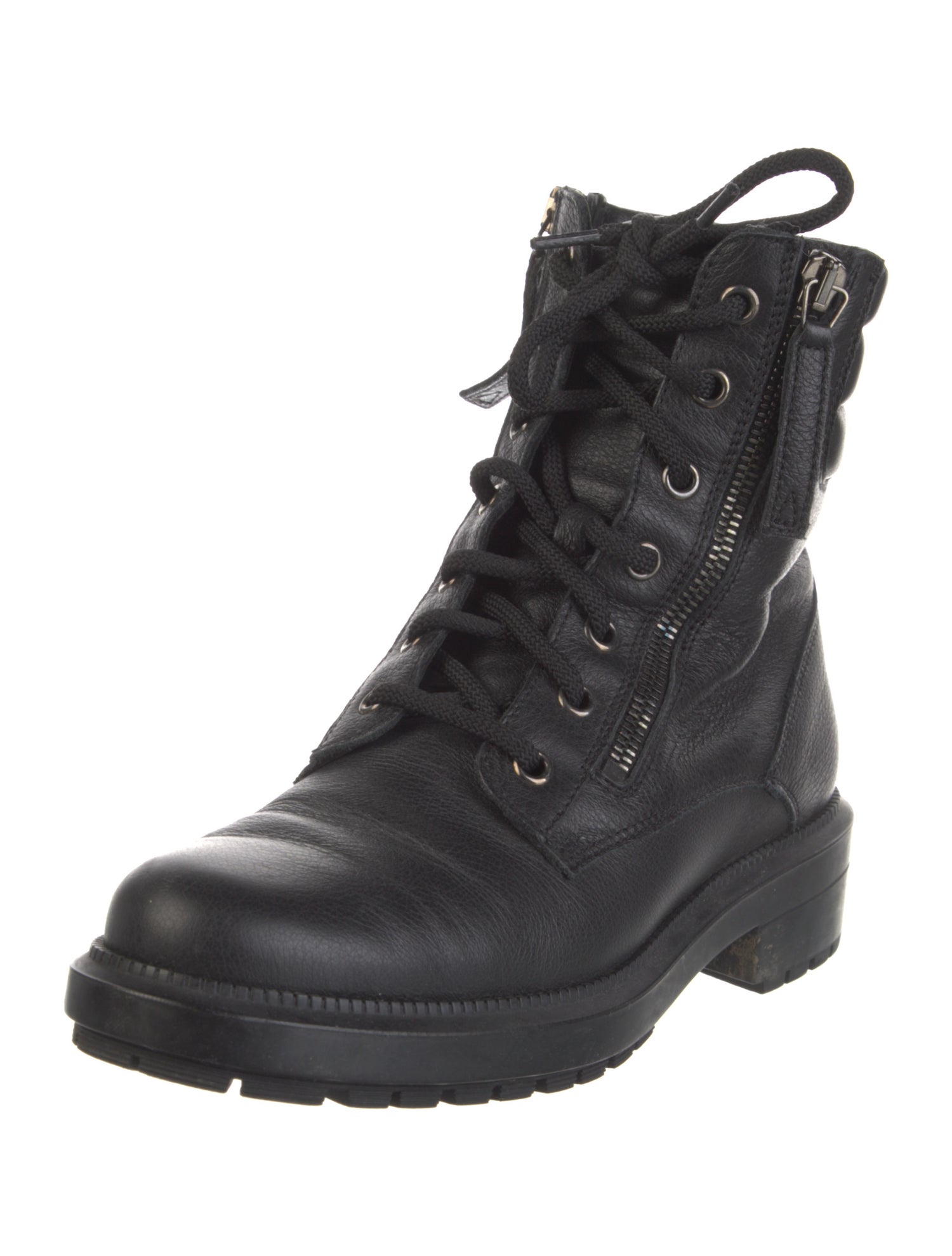 Aquatalia Leather Printed Combat Boots