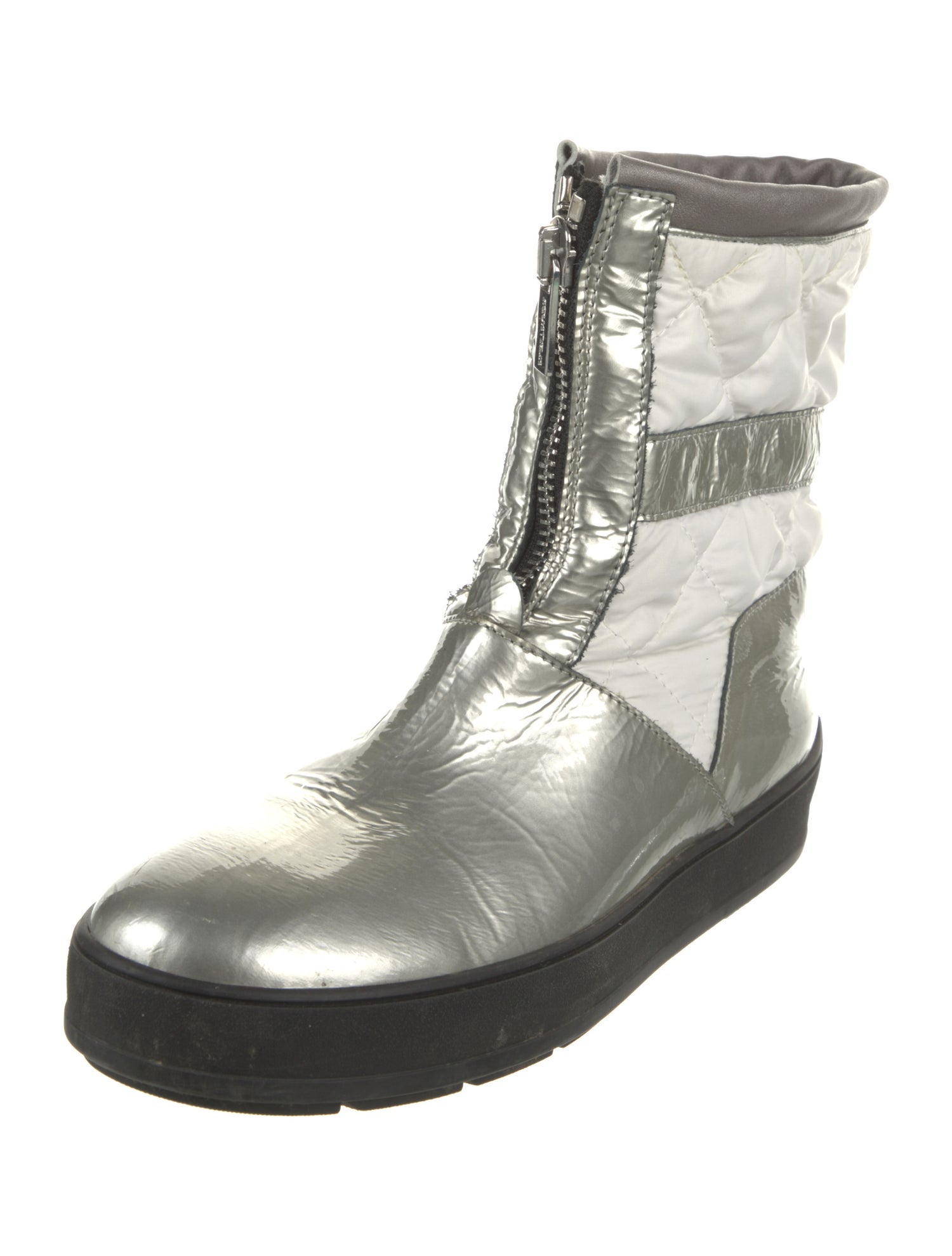 Aquatalia Leather Colorblock Pattern Moto Boots