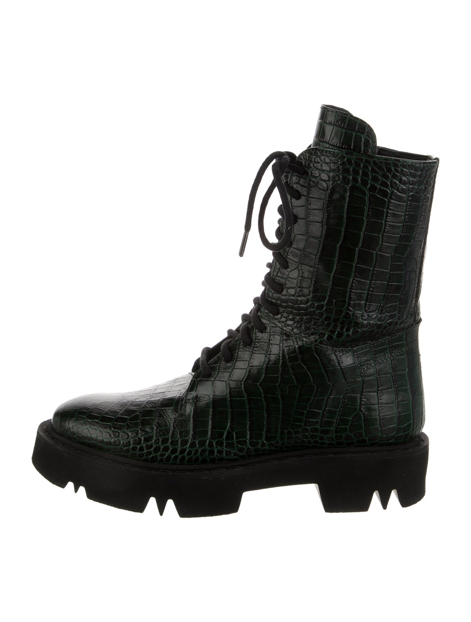 Aquatalia Embossed Leather Combat Boots