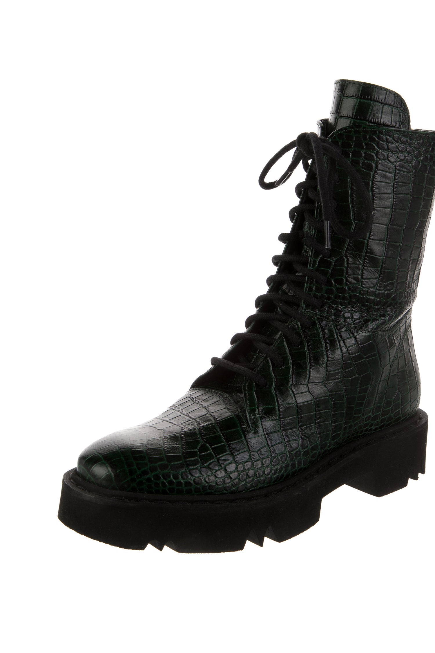 Aquatalia Embossed Leather Combat Boots
