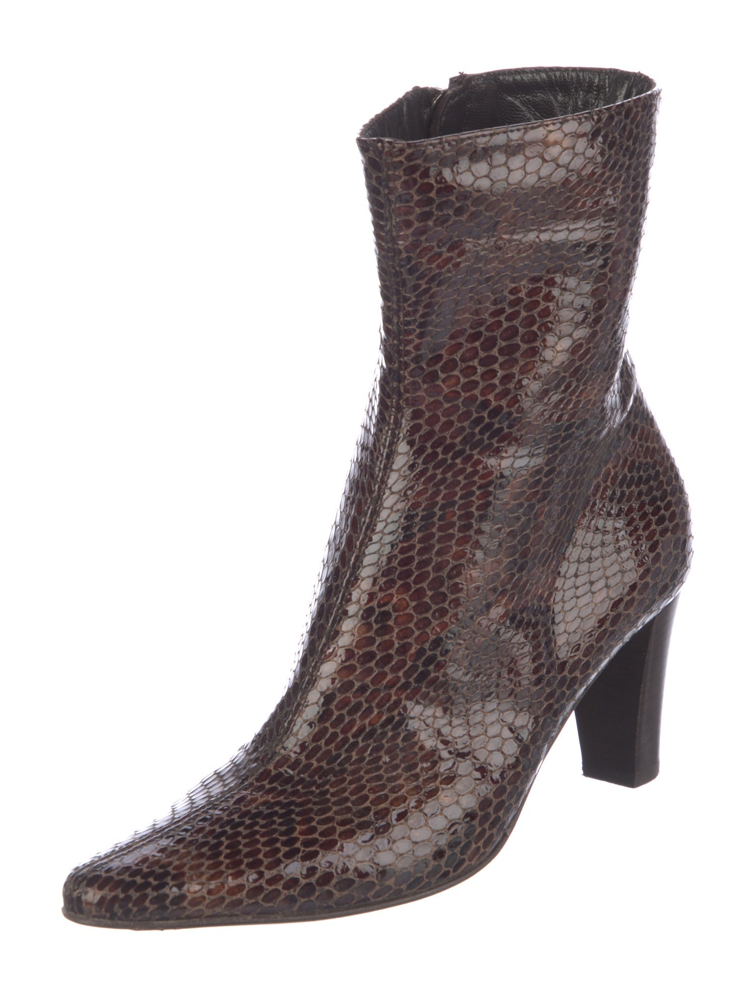 Aquatalia Embossed Leather Animal Print Boots