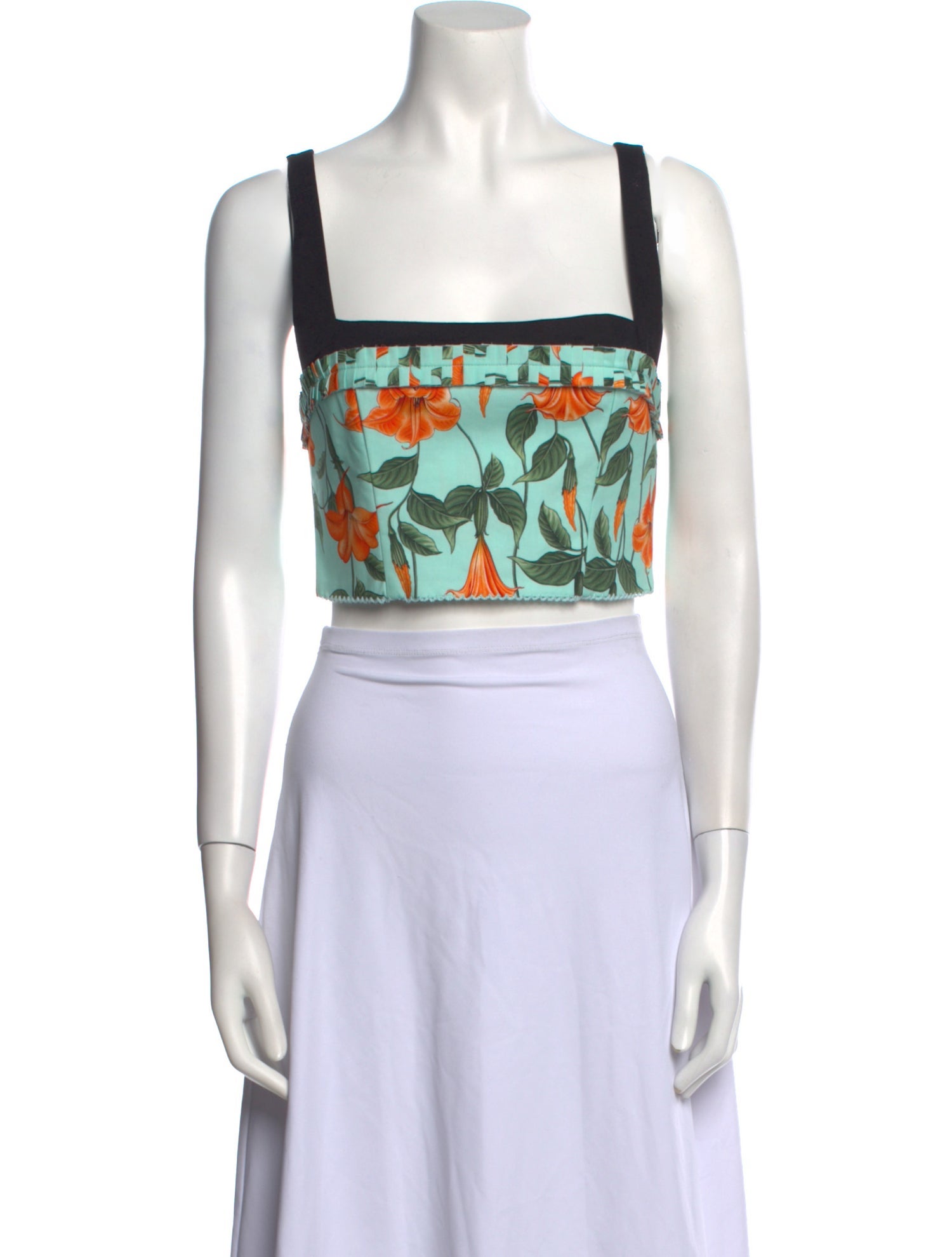 Agua by Agua Bendita Floral Print Square Neckline Crop Top w/ Tags