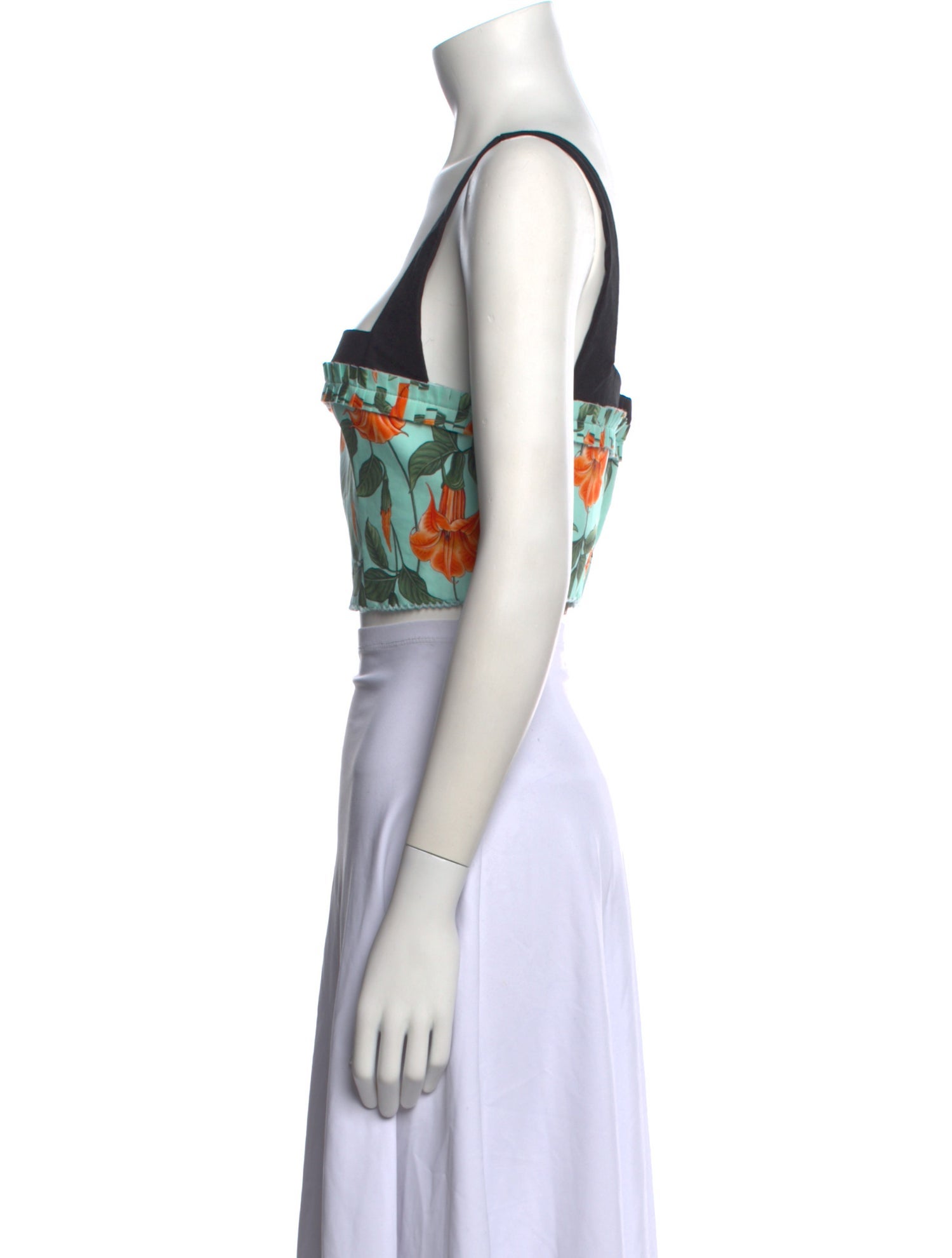 Agua by Agua Bendita Floral Print Square Neckline Crop Top w/ Tags