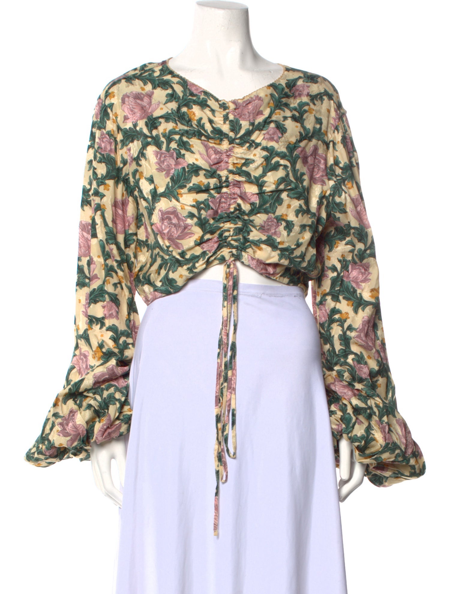 Agua by Agua Bendita Floral Print V-Neck Crop Top