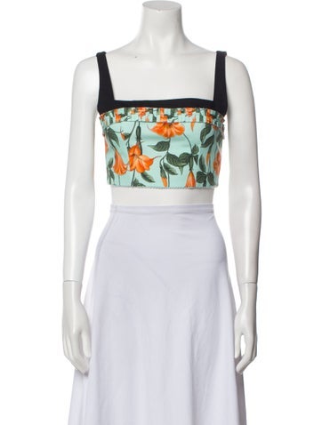 Agua by Bendita Tops Printed Square Neckline Crop Top XS