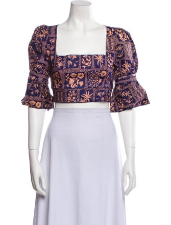 Agua by Agua Bendita Linen Printed Crop Top