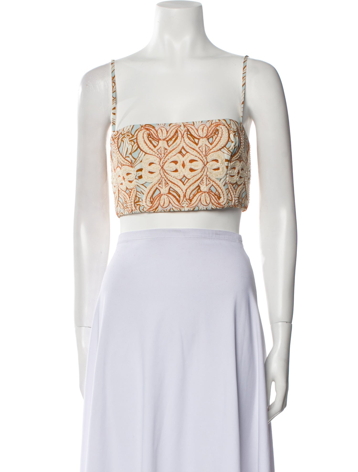 Agua by Agua Bendita Printed Embroidered sleeveless crop top